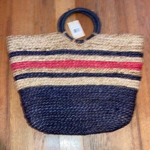 NWT Striped Straw Tote